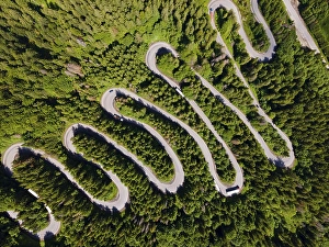 Aerial view, pass road, Bratocea Pass