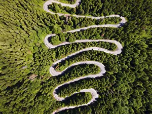 Aerial view, pass road, Bratocea Pass