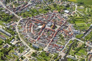 Aerial view of the Peene town of Neukalen