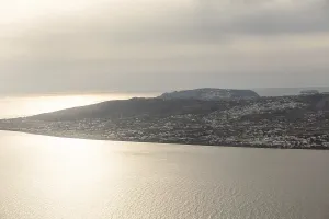 Aerial view, Perissa, Santorini, Greece