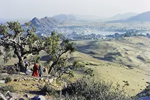 Aerial view of Pushkar Village in 1970