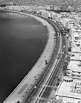 Aerial view of Queens Necklace at Marine Drive, Bombay Mumbai, Maharas htra, India 1940's