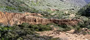 Aerial view, red rocks, erosion
