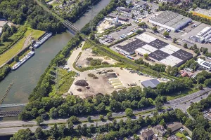 Aerial view, ReNature GmbH green waste recycling recycling yard