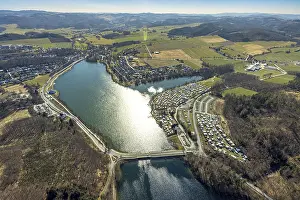 Aerial view, reservoir Amecke Sorpesee
