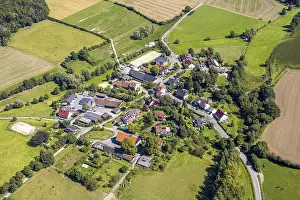 Aerial view, residential area local view district Asbeck