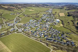 Aerial view, residential area, local view Hellefeld