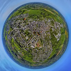 Aerial view, residential area, roundabout Westring and Prioreier StraBe