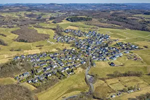 Aerial view, residential area, view of Thieringhausen