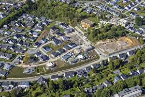 Aerial view, residential development construction site WaldstraBe
