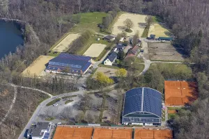 Aerial view, riding centre, riding and driving club 1947 e