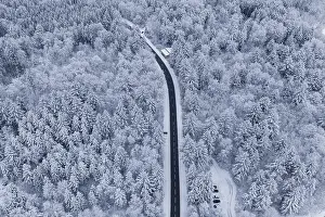 Aerial view of a road in a large