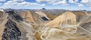 Aerial view, road with serpentines