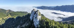 Aerial view, rocky summit of the Ettaler Manndl