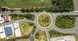Aerial view, roundabout with 6 entrances