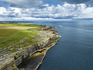 Aerial view of rugged cliffs on the North Sea coast