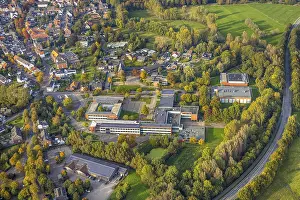 Aerial view, school centre with Stadt
