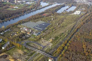 Aerial view, site of the former Wedau marshalling yard