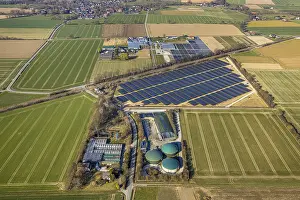 Aerial view, solar park photovoltaic plant Sternweg