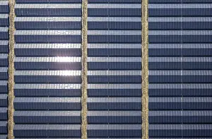 Aerial view, solar park, photovoltaic plant Sternweg