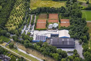 Category Historic EN Prints: Aerial view, sports centre XXL and sports fields Am Forkelsgraben