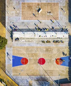 Aerial view, sports field, Parc de Sa Fertilitzadora