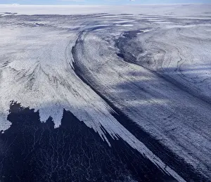 Aerial view of structures of Vatnajoekull glacier