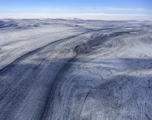 Aerial view of structures of Vatnajoekull glacier