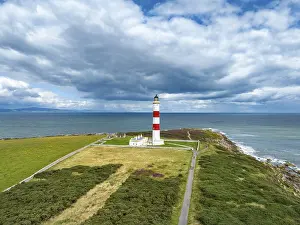 Aerial view of Tarbat Ness Lighthouse on the Moray Firth