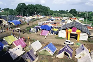 Aerial view of tents of Sadhugram