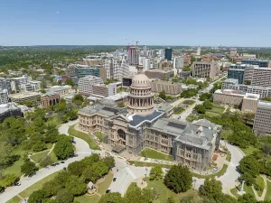 Aerial view of the Texas State Capitol Building In the city of Austin