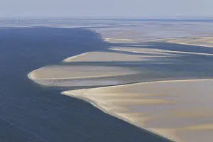 Aerial view of tidal mudflats at the Schleswig-Holstein Wadden Sea National Park