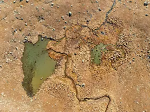 Aerial view, top-down view, small lake on the high plateau of the Gurgler Seenplatte
