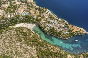 Aerial view, Torre de Cala Pi, Cala Pi tower and viewpoint
