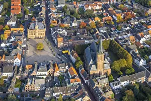 Aerial view, town centre with catholic church St