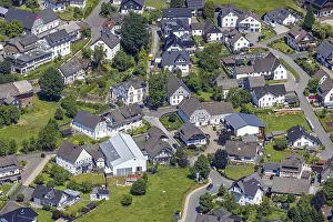 Aerial view, town centre with half-timbered houses in Schonholthausen