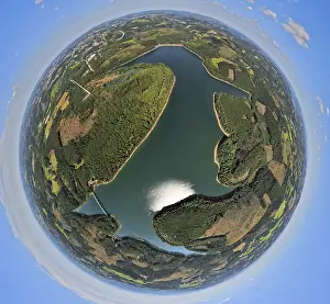 Aerial view, Verse dam, globe, fisheye image
