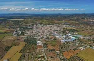 Aerial view, View of Santanyi with view into the interior