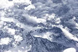 Aerial view, view of snow-covered mountains
