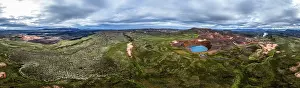 Aerial view of volcanic crater