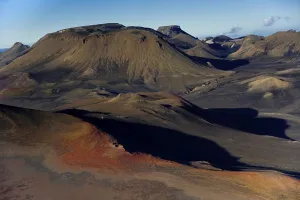 Aerial view, volcanic landscape near Landmannalaugar