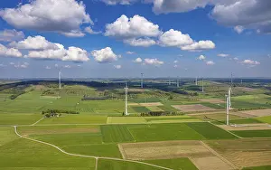 Aerial view, wind farm wind turbine Auf'm Muhlstein