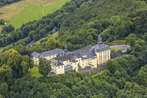 Aerial view, Wittgenstein Castle in the forest