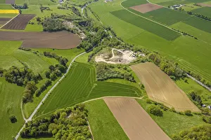 Aerial view, Wulfte quarry surrounded by meadows and fields