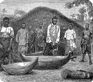 Africa, Men of the Lovango people with drums