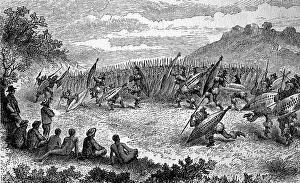 Africa, War dance of the Matabele tribe