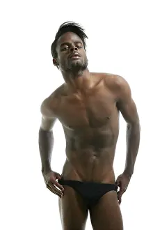 Category Historic EN Prints: African american male model underwear at studio