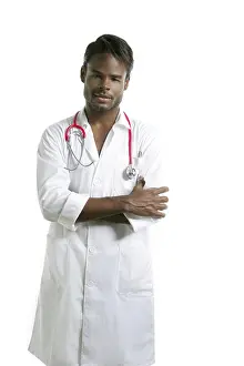 Category Historic EN Prints: African american stethoscope doctor isolated on white