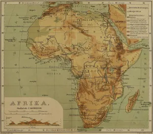 African continent with representation of the highest mountains