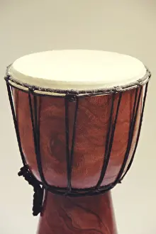 African drum djembe close up photo isolated on white